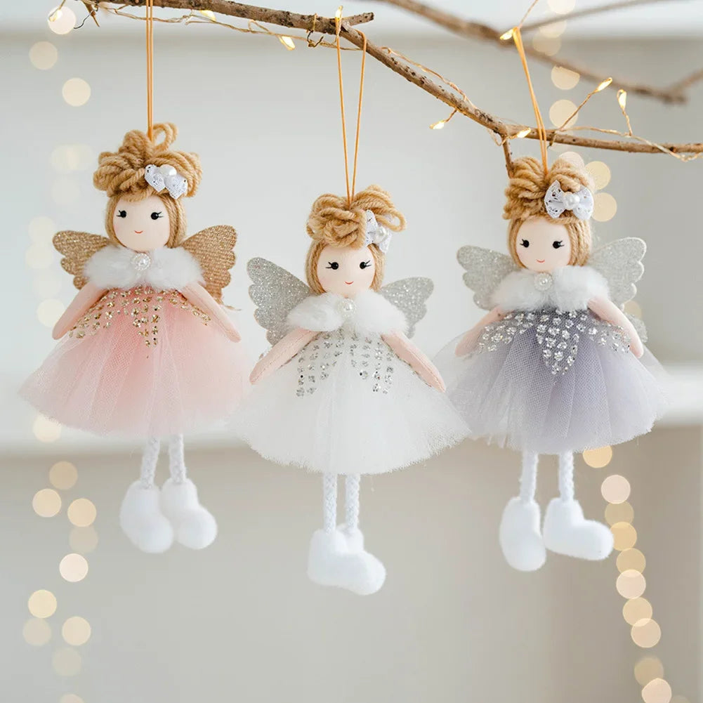 16*9CM Christmas Plush Mesh Angel Doll Pendant Cartoon Cute Wings Girl Doll Christmas Tree Decoration Bedside Hanging Oasis Select