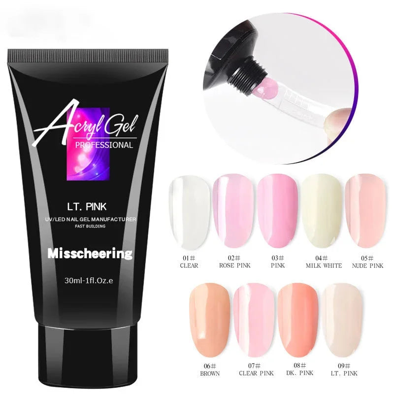 30ml/15ml Nail Extension Gel Nail Build Poly Nail Acrylic Gel UV LED Quick Extension of Crystal Model Painless Crystal Glue Oasis Select