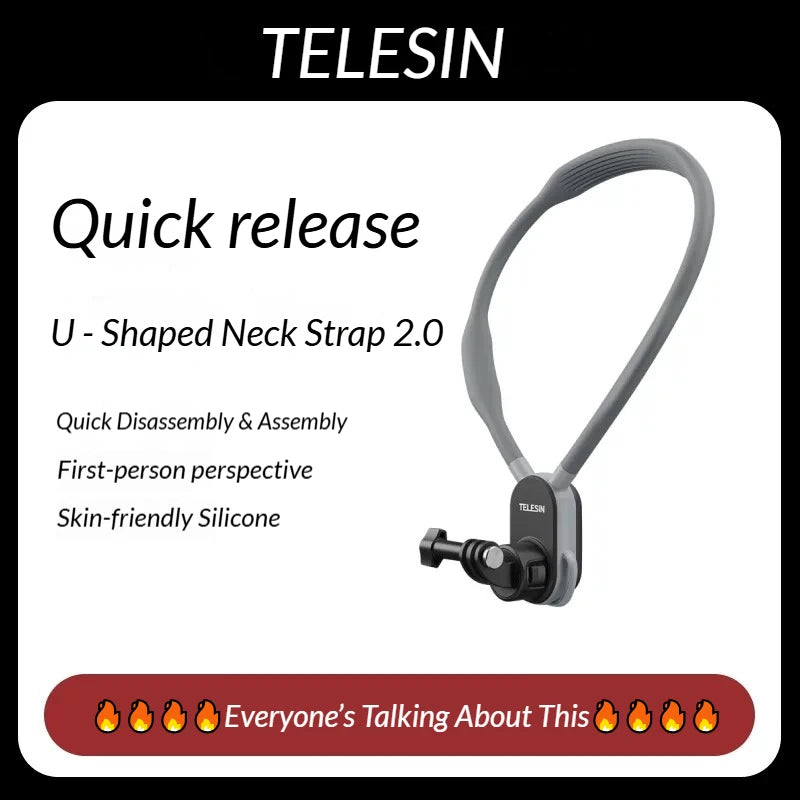 TELESIN Magnetic POV Neck Mount – GoPro, Insta360, DJI & Phone