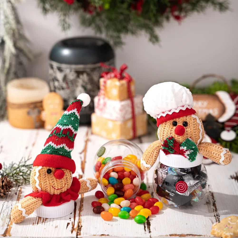 Seasonal Candy Jar with Biscuit Man Design for Treat Organization Clear Fabric and Plastic Build for Holiday Decoration Oasis Select