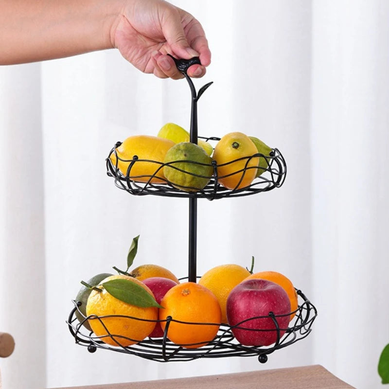 Creative Fruit Plate Multi-layer Fruit Plate Wrought Iron Candy Snack Shelf Vegetable Storage Basket Living Room Fruit Basket Oasis Select
