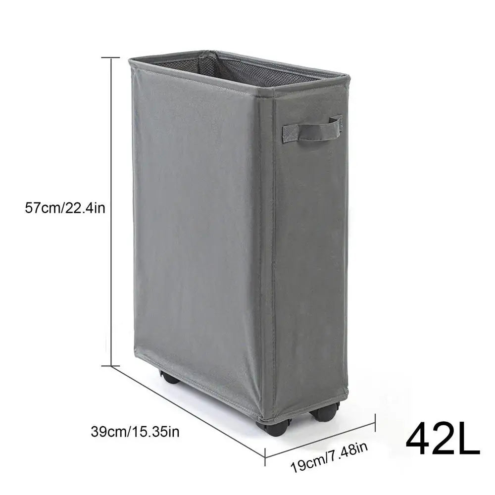 Foldable Laundry Baskets 42L Freestanding Narrow Corner Bin with Handle Dirty Clothes Storage for Washing Toys Clothes Towels Oasis Select GRAY
