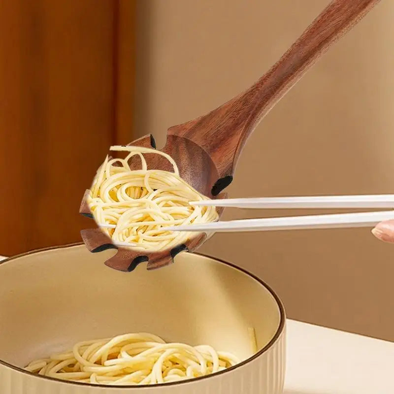 Wood Spaghetti Spoon Spaghetti Server Spoon 12.6 Inch Hangable Spaghetti Spoon Wood Pasta Ladle with Teeth for Pasta Spaghetti Oasis Select