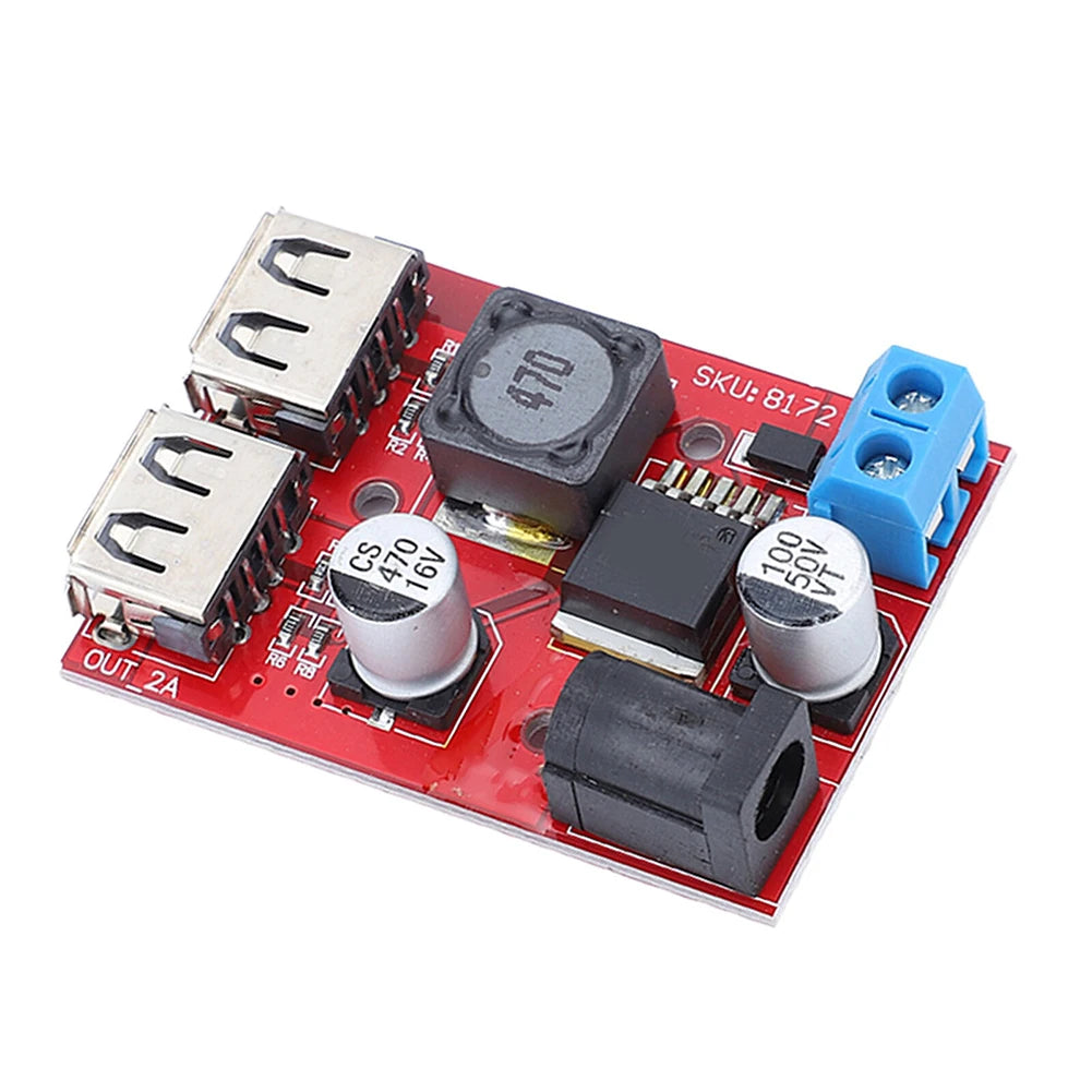DC 6V-40V To 5V 3A Double USB Charge DC-DC Step-down Converter Module With Wire For Vehicle Solar Controller Charger Oasis Select