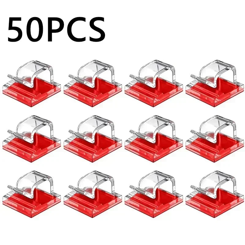50PCS Adhesive Cable Wire Clips Clear Cable Outdoor Cable Management Wire Organizer Cord Holder for Under Desk Car Wall TV Cable Oasis Select 50 PCS