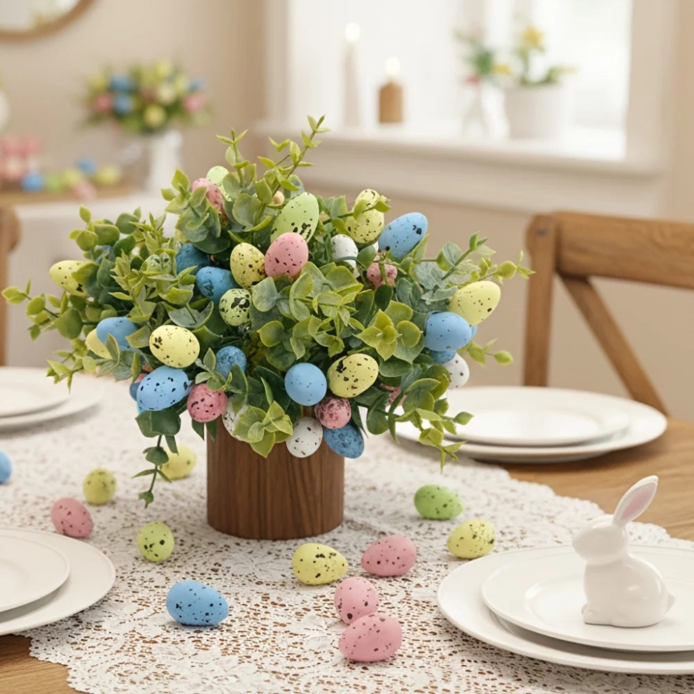 2025 Easter Egg Flower Bouquet, Artificial Flowers Berry Cuttings Spring Flower, Home Decoration, Simple Flower Ornaments Oasis Select
