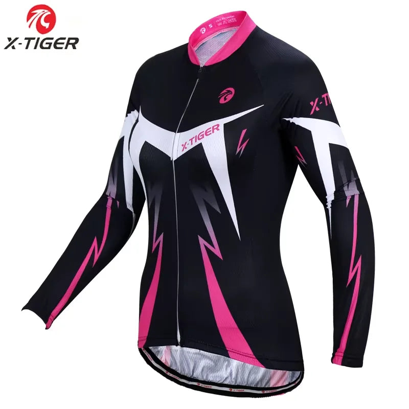 X-TIGER Women Pro Long Sleeve Cycling Jersey Breathable MTB Road Bike Clothing Autumn Spring Cycling Long Sleeved Top Oasis Select