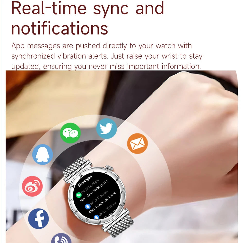 Women Smartwatch Information Push 1.19 Inch Amoled Screen Smart Watch Sleep Health Monitor Blue Tooth Call Sports Fitness Music Oasis Select