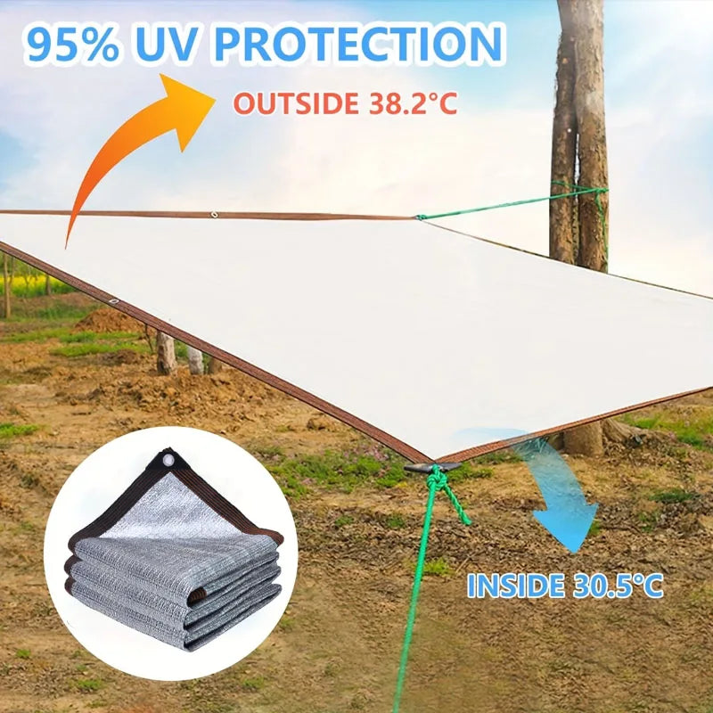 Thickened Aluminum Foil Sun Shade Net with Reinforced Edges and Grommet Heat Resistant for Carport Sunroom Outdoor UV Protection Oasis Select