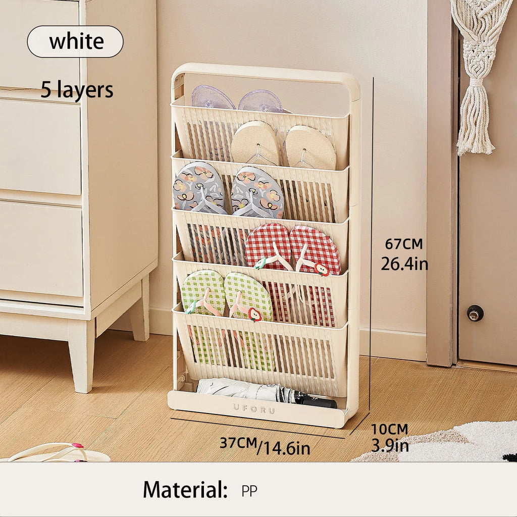 Shoe storage rack, space-saving multifunctional storage rack, suitable for living room, bedroom, also functions as a bookshelf. Oasis Select white 5 layers