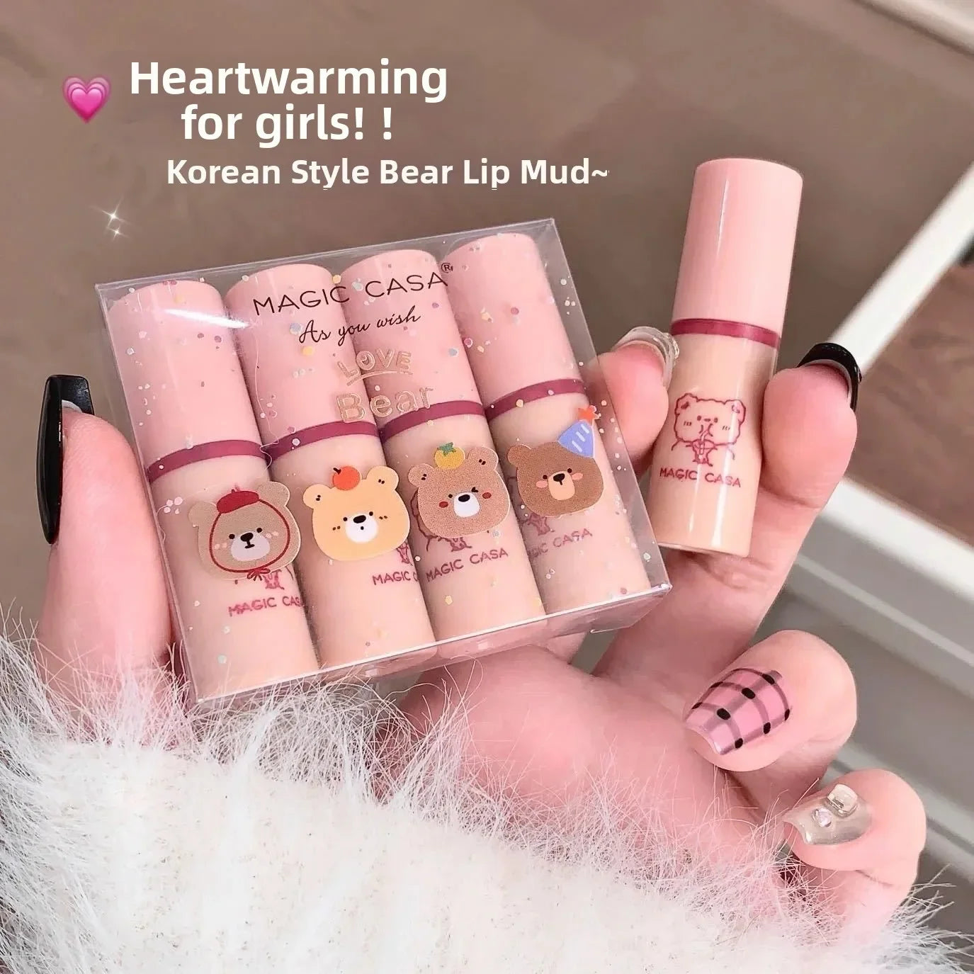 MAGIC CASA 4-Pc Bear Matte Liquid Lipstick Set – Waterproof