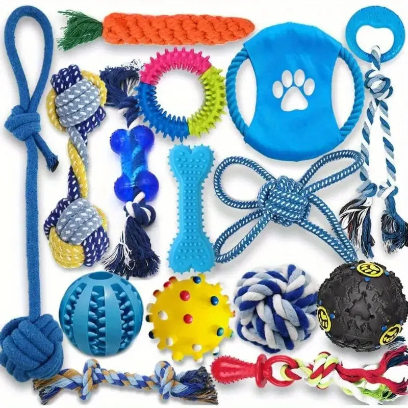 15PCS Dog Toys for Aggressive Chewers,Durable Rope Tug-of-War Chew Sticks &Unbreakable Rubber Balls for Small Medium Large Breed Oasis Select