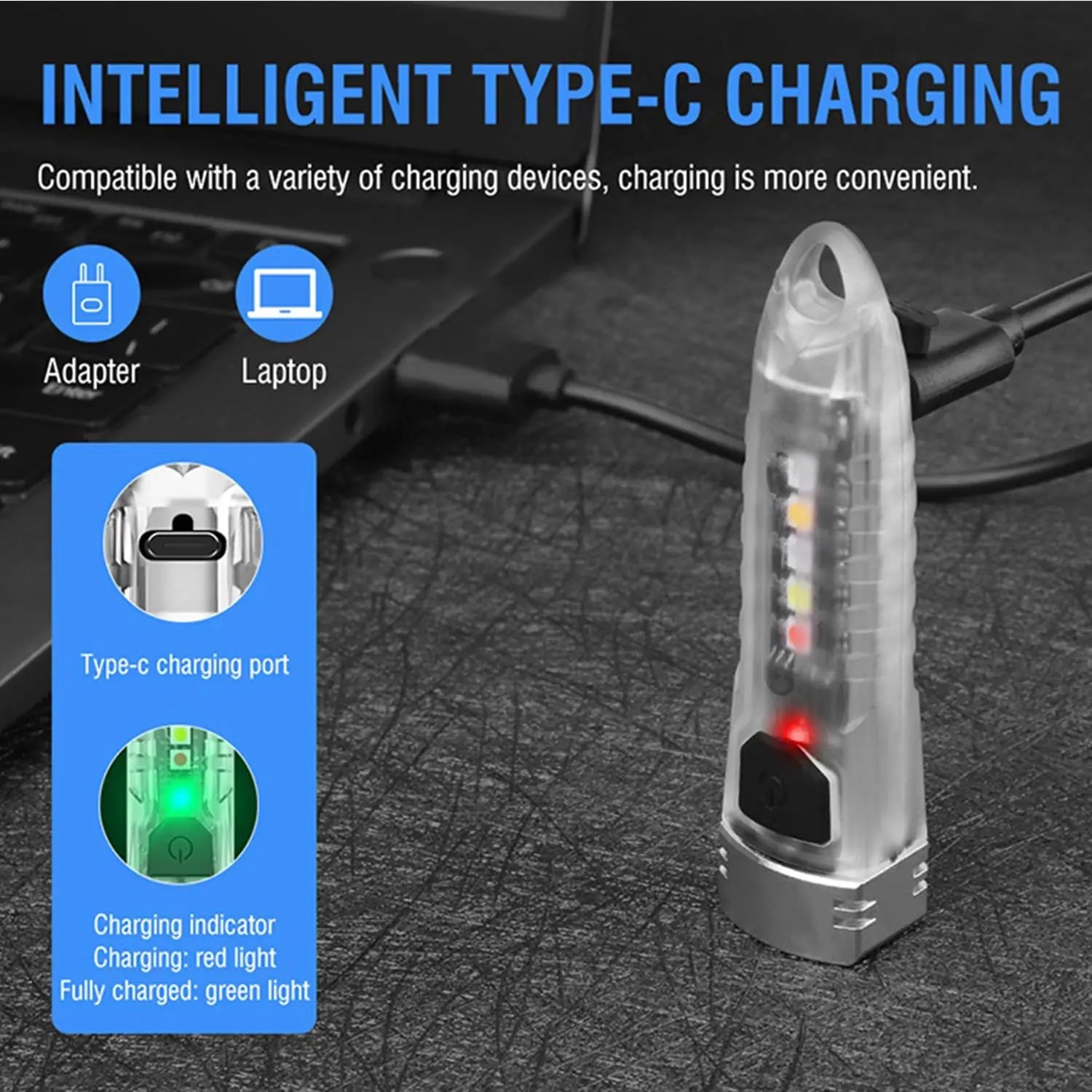 Mini Powerful Flashlight Super Bright Keychain 12 Modes with UV Red Blue Yellow White Side Light Rechargeable LED Pocket Light Oasis Select