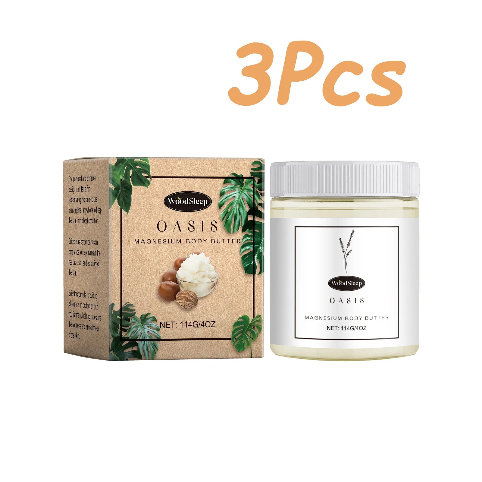 Shea Butter Body Lotion Moisturizing Magnesium Body Butter Nourishing Skin Soft Smooth Soothes Muscles Body Skincare Cream Oasis Select 3 x 114g Boxed
