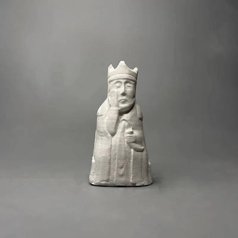 6pcs Plaster Chess Artistic Desk Statue Lewis Chess Replica Plaster Artwork Figures Sculpture Aesthetic Decor Room Ornament Oasis Select