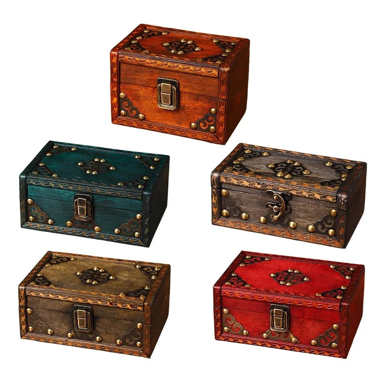 Wooden Jewelry Box Container Craft Box Organizer Holiday Treasure Props Gift Box Oasis Select