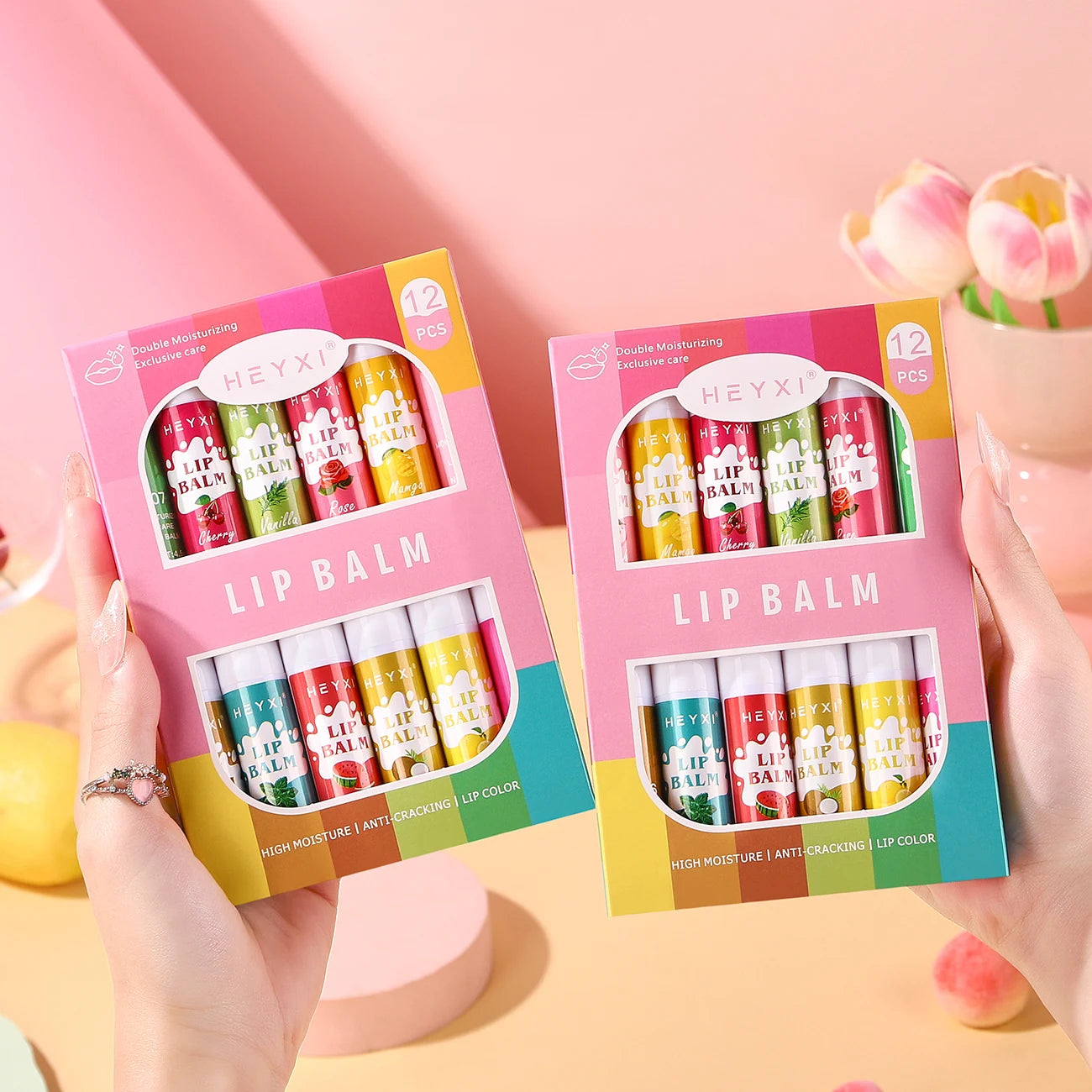12-Piece Fruity Lip Balm Gift Set – 24Hr Moisturizing Lip Care Lip Balm Gift Set Oasis Select