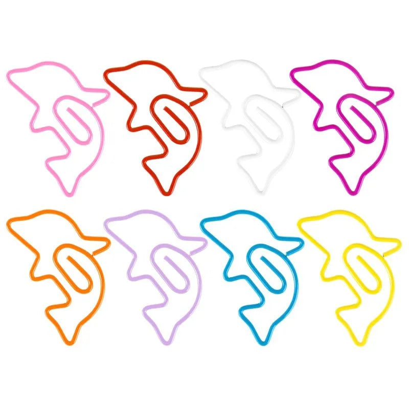 30pcs Colorful Dolphin Bookmark Paper Clips Cute Animal School Office Supply Metal Gift Stationery Decorative Photo Lovely Oasis Select