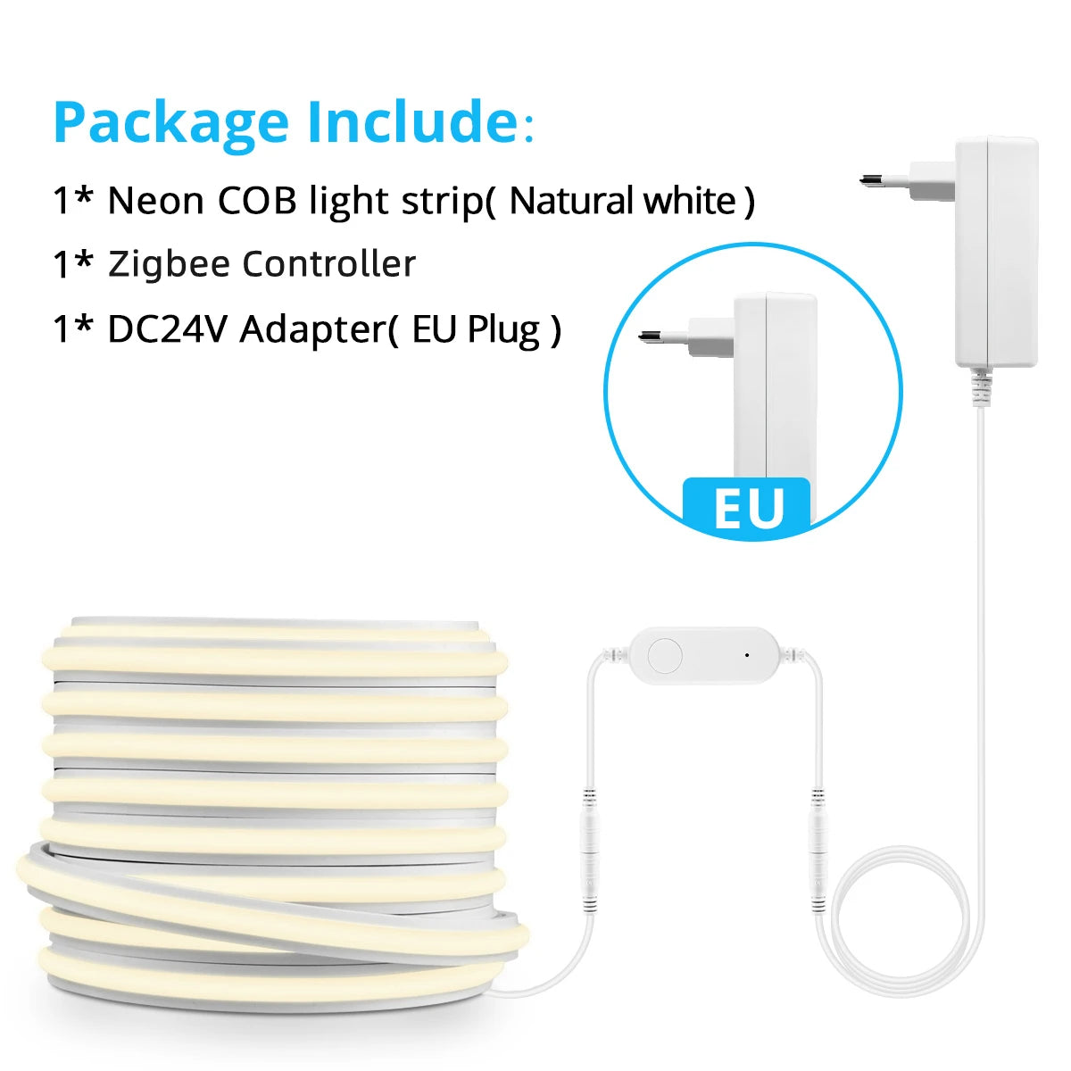 3M 5M 10M Linear Dimming Neon Light Strip High Brightness 280LEDs/M Work With Zigbee 3.0 Single Color Controller Tuya/Smartlife Oasis Select NaturalWhite EU Plug 3m
