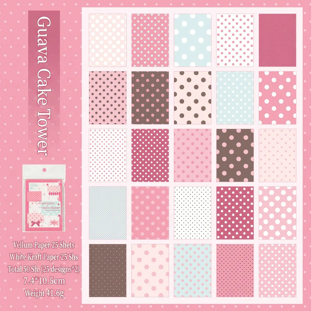 50Pcs Polka Dot Kraft & Vellum Paper Sheets for M5 Journals