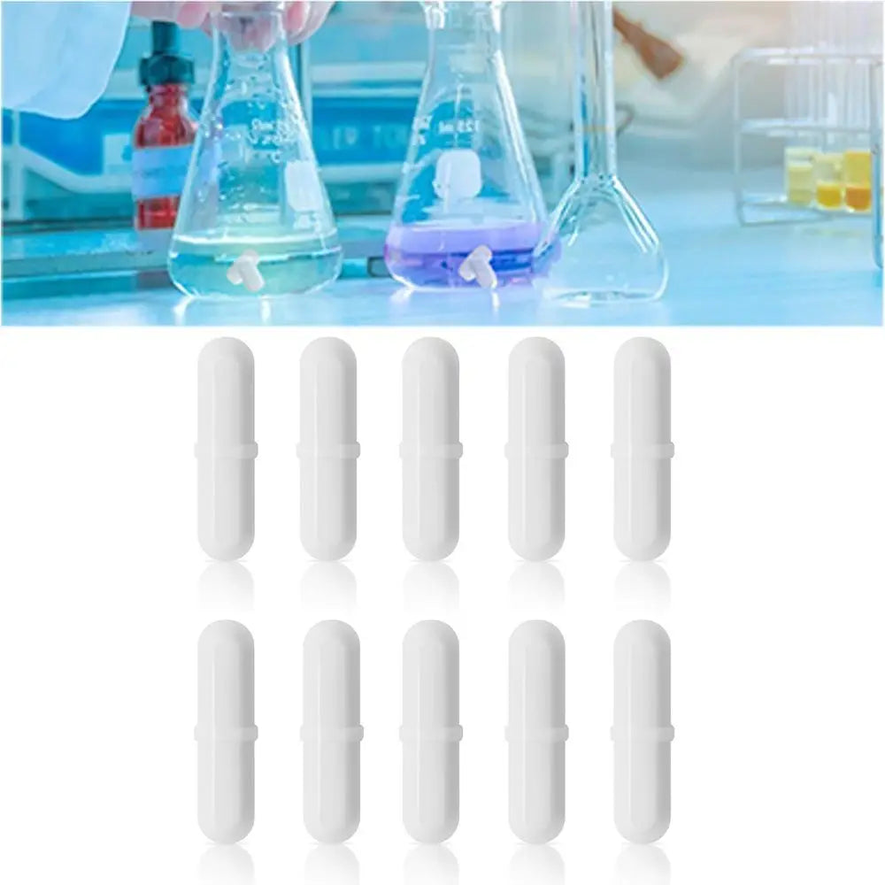 10Pcs PTFE Magnetic Stirrer Mixer White 6-15mm Magnetic Stir Bars Multi Size Easy To Clean Laboratory Stir Rod Lab Supplies Oasis Select