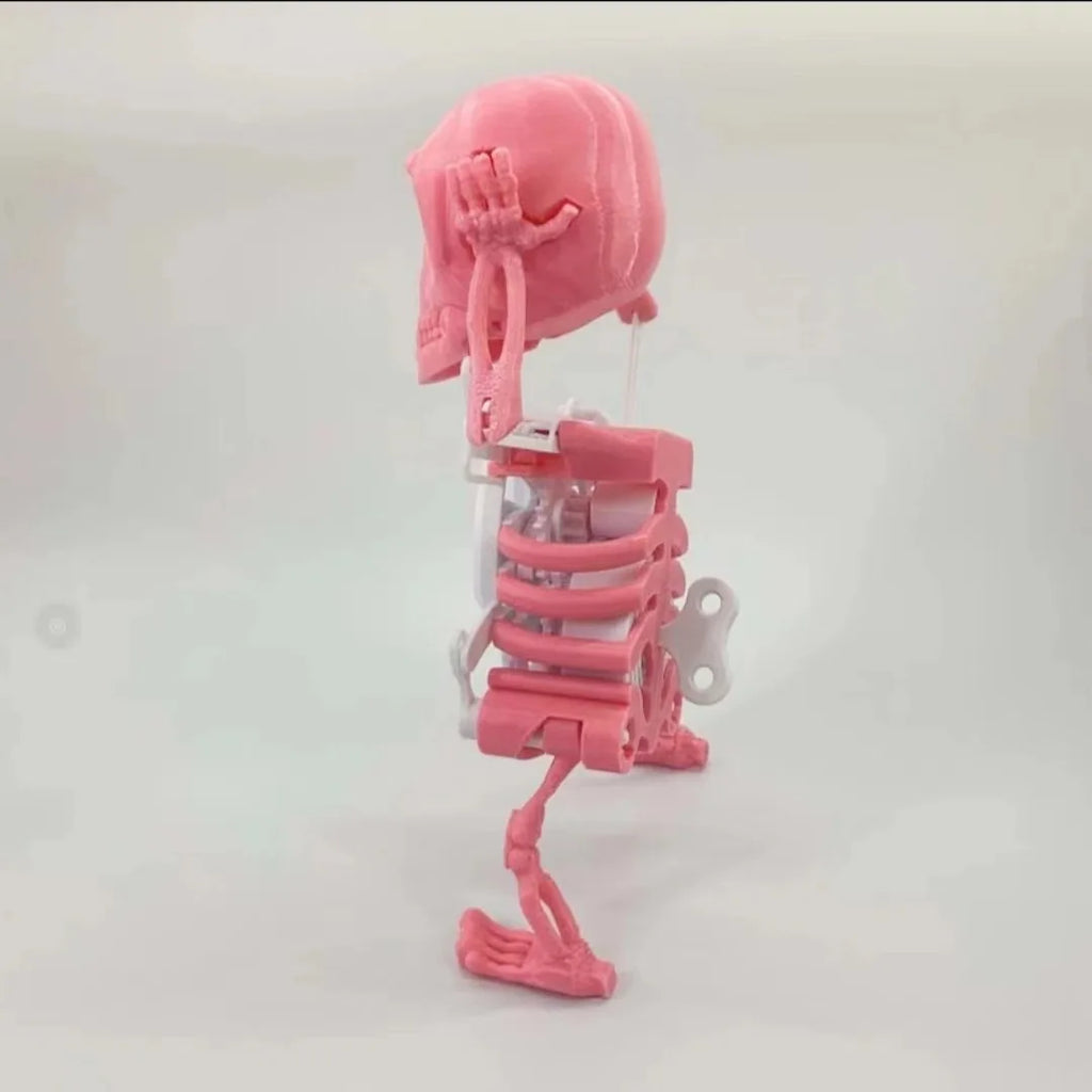 Funny Wind-up Dancing Skeleton Toy No Need Battery Kids Toddlers Desktop Mini 3D Print Shaking Skull Doll Spring Clockwork Toy Oasis Select