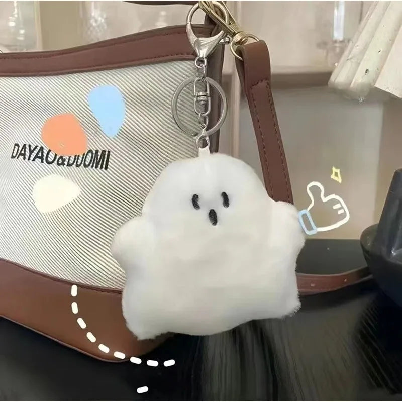 8 white plush keychains - cute fluffy-shaped stuffed dolls, soft mini backpack pendants, suitable as gifts for Halloween parties Oasis Select