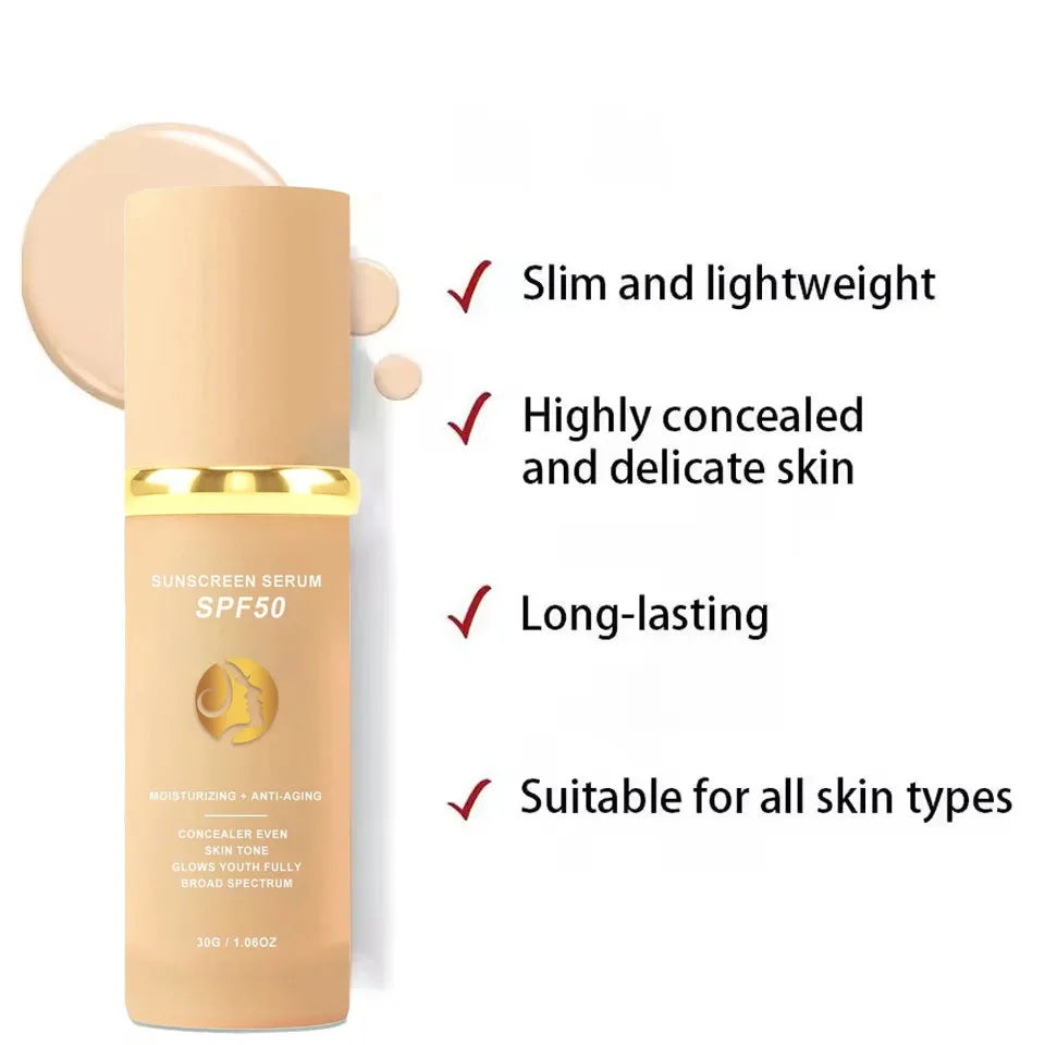 4-in-1 Foundation Liquid Makeup 4 In 1 Foundation Light Spectrum Sunscreen Serum Liquid Hydrating Full Coverage Concealer SPF 50 Oasis Select