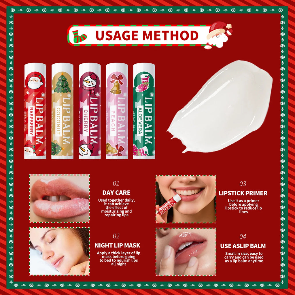 20PCS lipstick Set -5 Taste Christmas Theme Deep moisturizing and lasting moisturizing to create plump and shiny lips Oasis Select