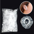 100pcs Disposable Earmuffs Waterproof Plastic Shower Cap Ear Protection Hair Dye Oil Bath Shower Salon Ear Protector Oasis Select WHITE