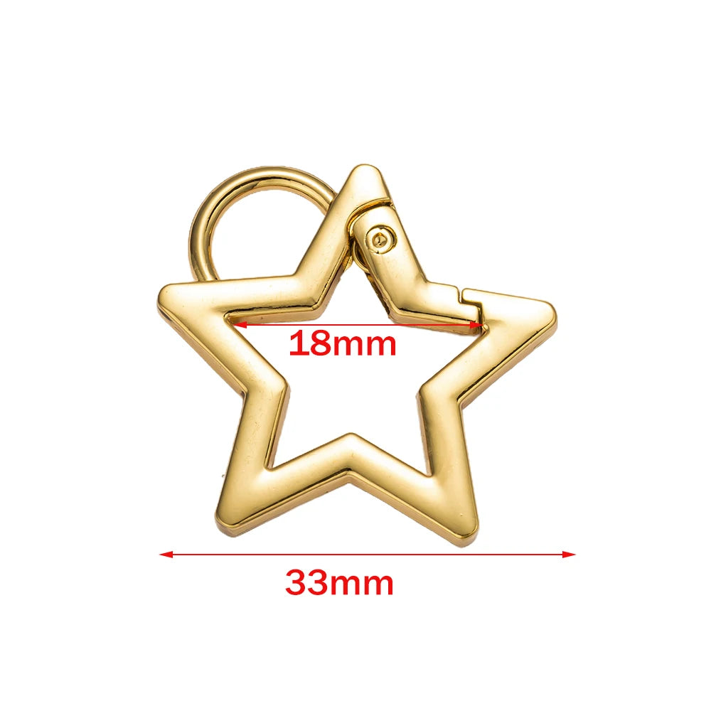 5pcs Star Small Carabiners Clips Metal Trigger Spring Rings Snap Hooks DIY Charms Accessory for Keychains Bag Purse Craft Making Oasis Select B light gold 33mm