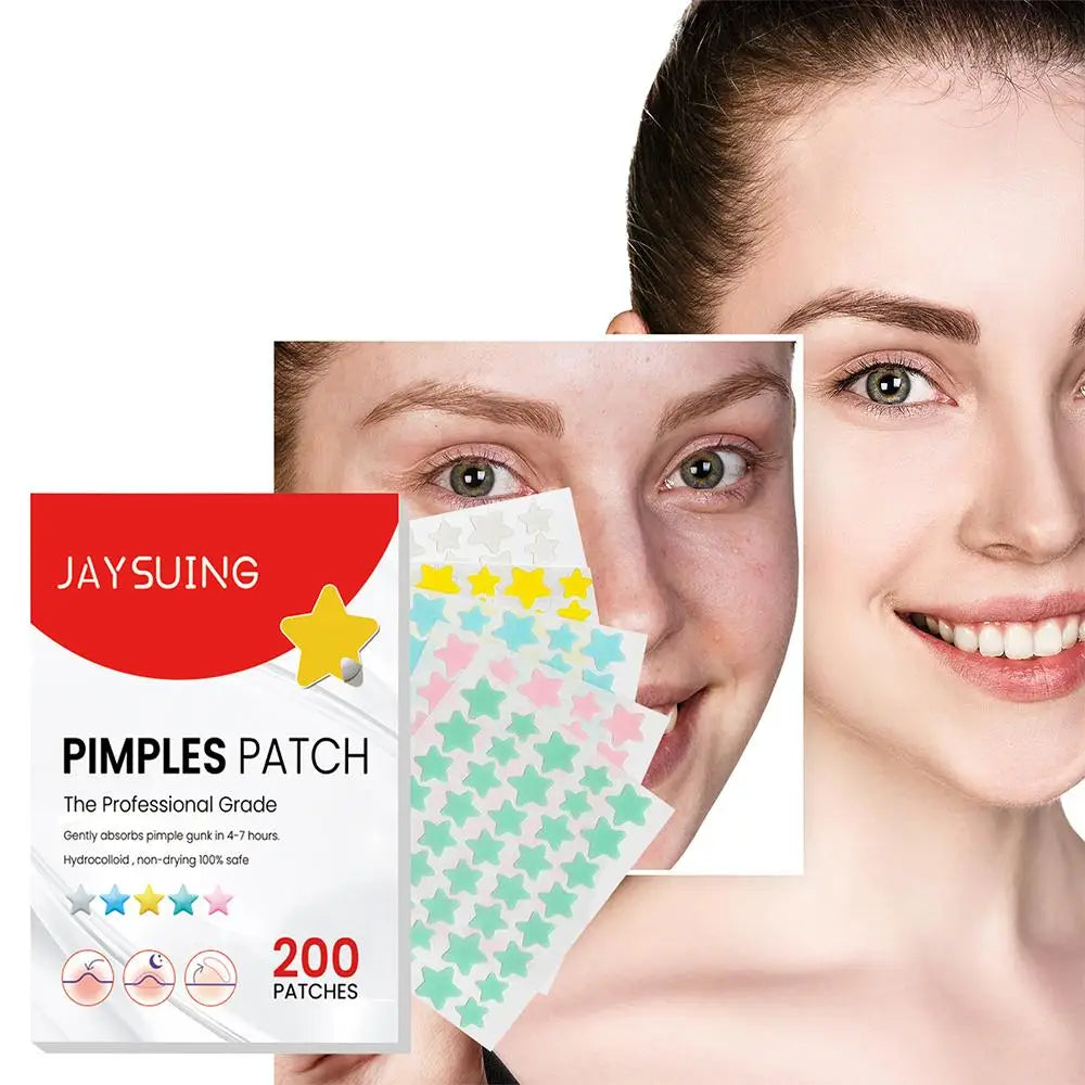 200pcs Star Shape Pimple Patches Colorful Hydrocolloid Pimple Healing Sticker Cute Strong Absorption Zit Patches Face Care Oasis Select