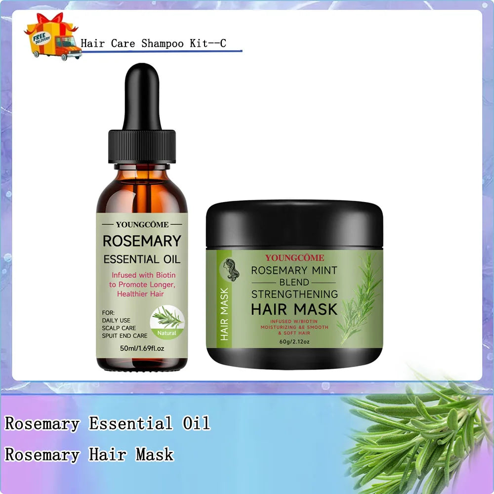 Rosemary Essential Oil Hair Mask & Nourishing Serum – YOUNGCOME Rosemary Hair Mask Oasis Select Oils Mask Kit-C