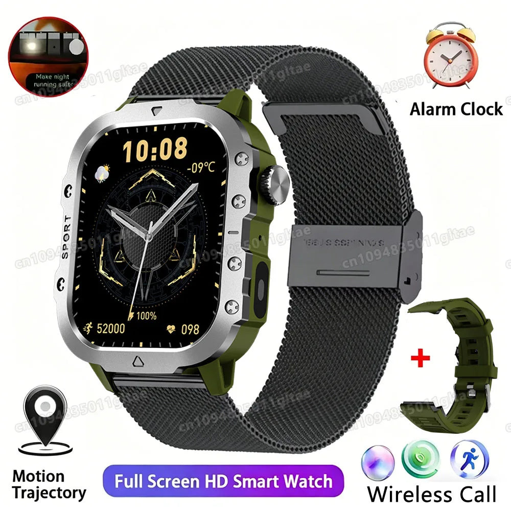 2026 New Military Smart Watch Men IP67 3ATM Outdoor Sports Fitness Tracker Blood Pressure Health Monitor BT Calls GPS Smartwatch Oasis Select Gr22BkMilan 2.01