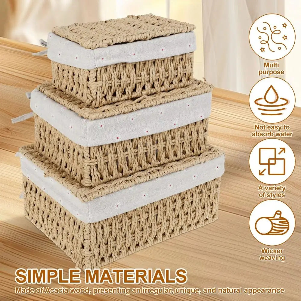 Rustic Hand Woven Wicker Storage Baskets Bohemia Hollow Out Laundry Hamper Household Portable Storage Basket Kitchen Supplies Oasis Select