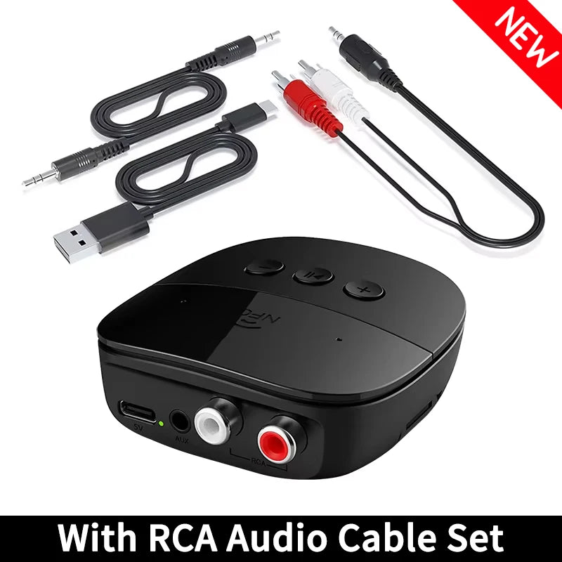Bluetooth 5.2 Audio Receiver RCA 3.5mm AUX USB Stereo NFC Wireless Adapter U-Disk/TF Card With Mic For Car Kit Speaker Amplifier Oasis Select (New) With RCA Cable