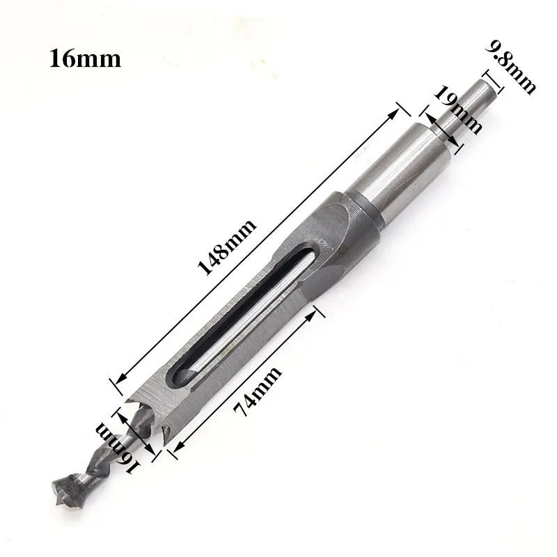 JUSTINLAU HSS Square hole drill Woodworking Drill Tools Auger Mortising Chisel Drill Set DIY Furniture Square Woodworking drill Oasis Select 16mm