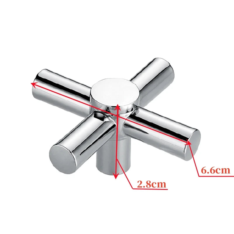 Cross Faucet Handle Knob Zinc Alloy Handwheel Universal Hot Cold Sink Taps Switch for Kitchen Bathroom Tap Replacement Parts Oasis Select Silver