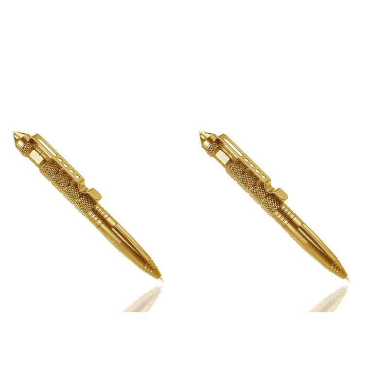 1/2/3/4pcs Multi Functional Tactical Pen High Quality Aluminum Anti Skid Portable Self Pen Steel Glass Breaker Survival Tool Oasis Select 2pcs Gold