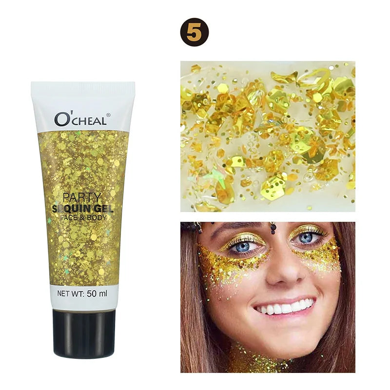 Party Sequin Glitter Gel – Waterproof & Sweat-Proof Body Glitter Body Glitter Gel Oasis Select 5