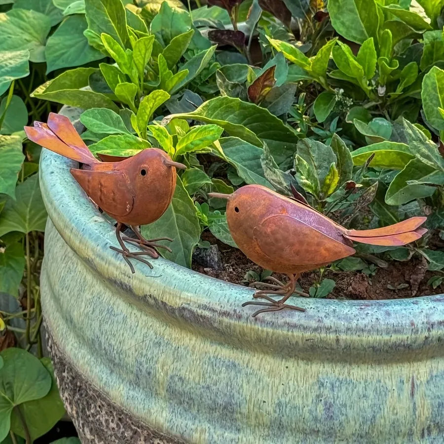 2pcs Metal Bird Outdoor Garden Courtyard Simulation Animal Decoration Lawn Iron Decoration Bird Enthusiasts Surprise Gift Oasis Select