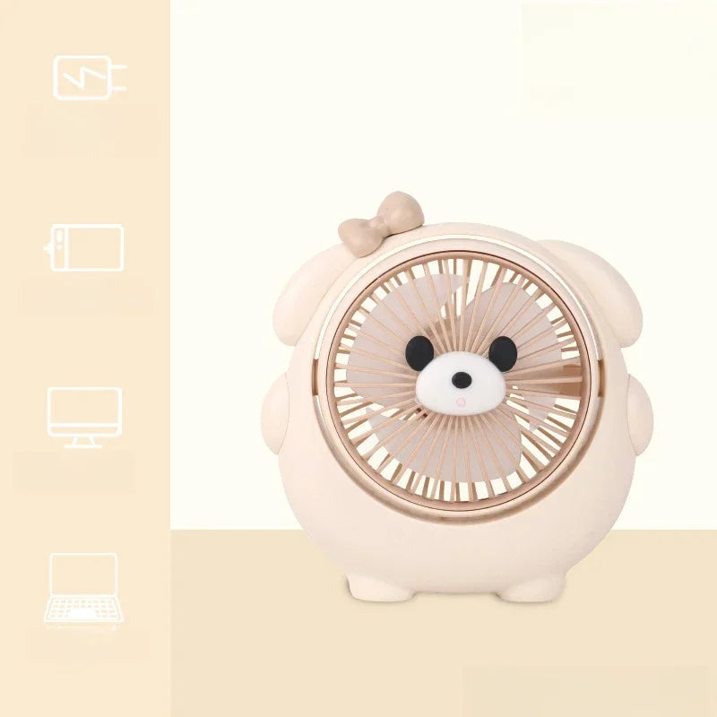 URGGU USB Portable Desktop Fan – Cute Heart & Bowknot Style