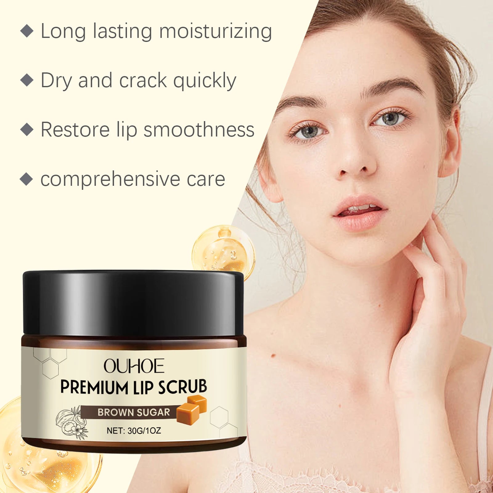 Brown Sugar Lip Scrub – Exfoliate, Moisturize & Smooth Lips Lip Scrub Oasis Select