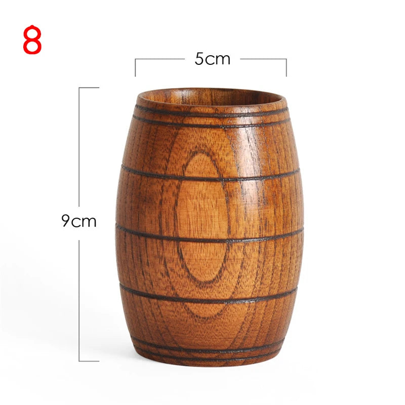 Wooden Big Belly Cups Handmade Natural Spruce Wood Cups Beer Tea Coffee Milk Water Cup Kitchen Bar Drinkware for Kitchen Oasis Select 8