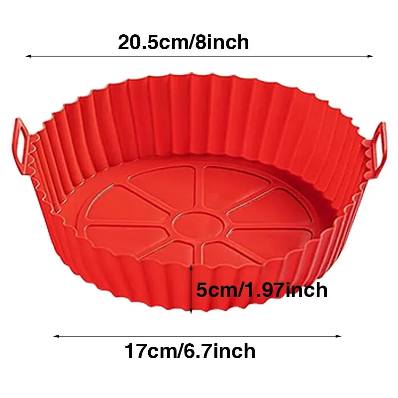 Silicone Basket Pot Tray Airfryer Liner for Air Fryer Reusable Container Accessories Pan Baking Mold Protector Kitchen Gadgets Oasis Select Red