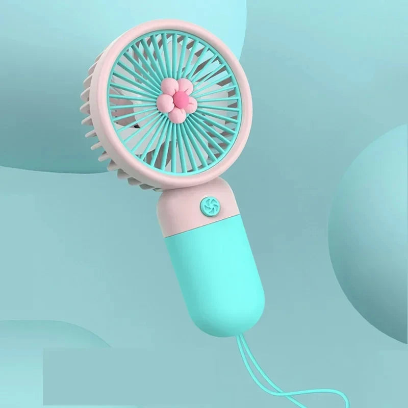New USB Mini Wind Power Handheld Fan Convenient And Ultra-quiet Fan High Quality Portable Student Office Cute Small Cooling Fans Oasis Select Blue