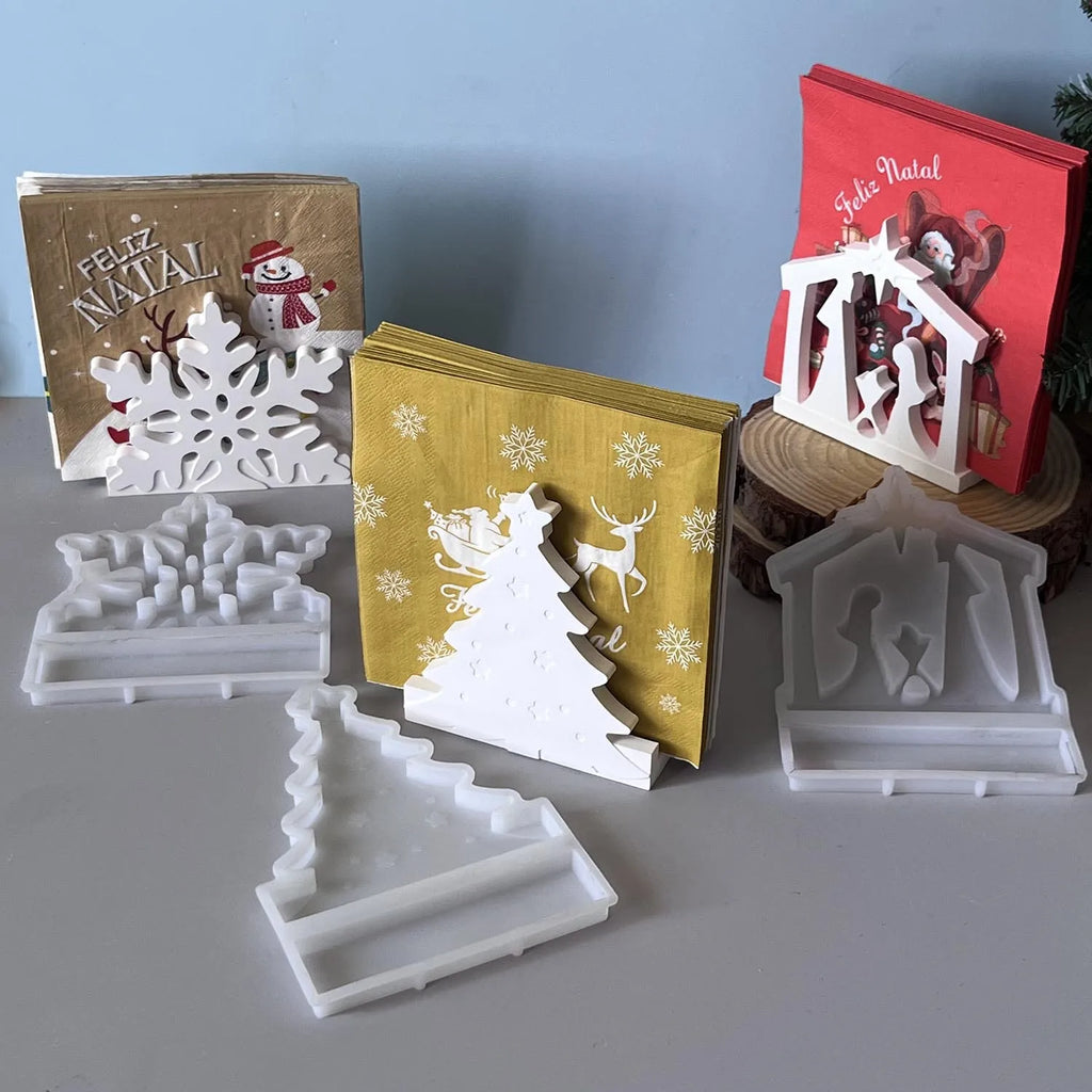Gypsum Drip Mould Versatile Prayer Holder Mold Christmas Tree Mold Holiday-Themed Christmas Tissue Box Mould For Living Room Oasis Select