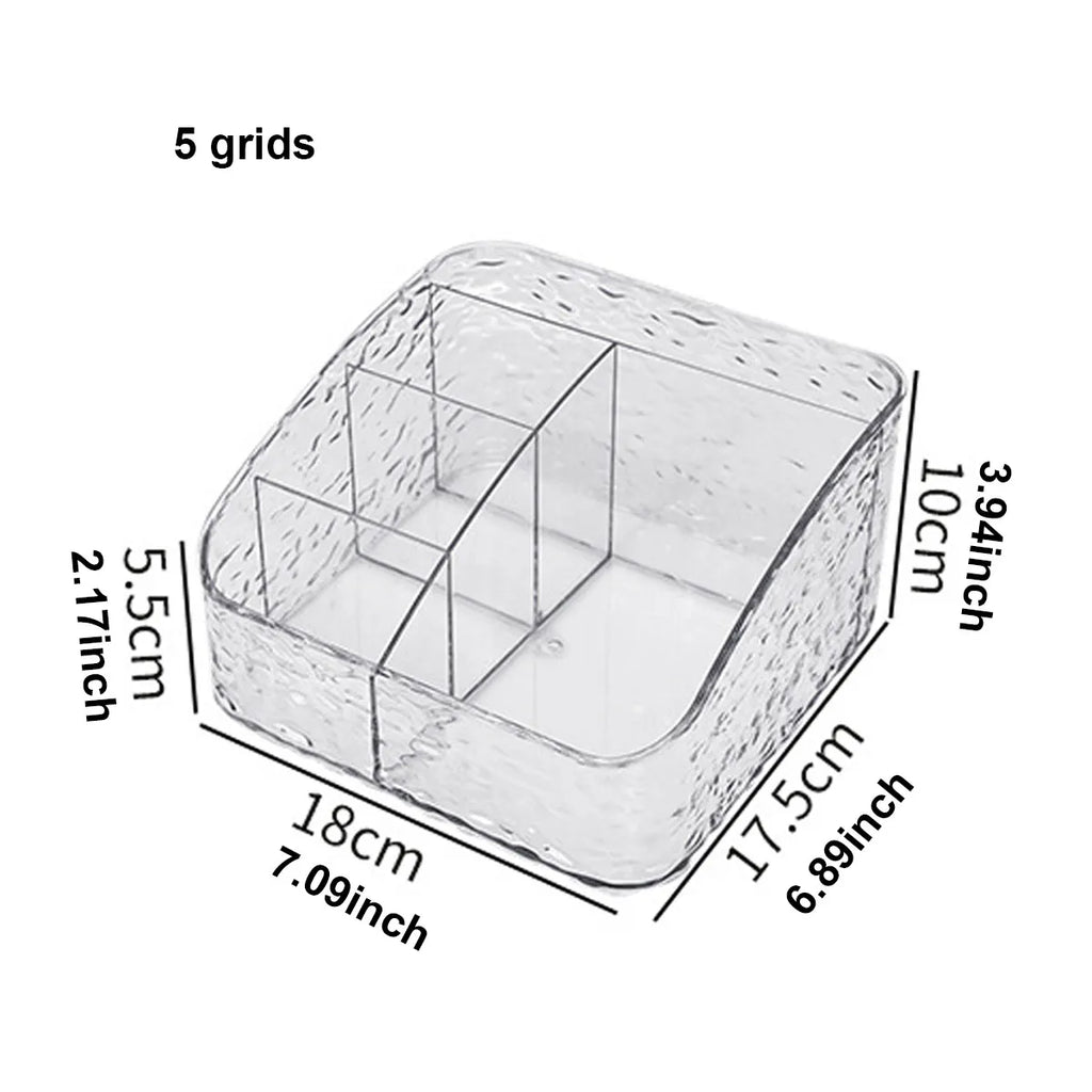1pc Transparent cosmetics storage box, lipstick and powder sorting box, skin care rack, desk storage stationery box Oasis Select 5 grids transparent