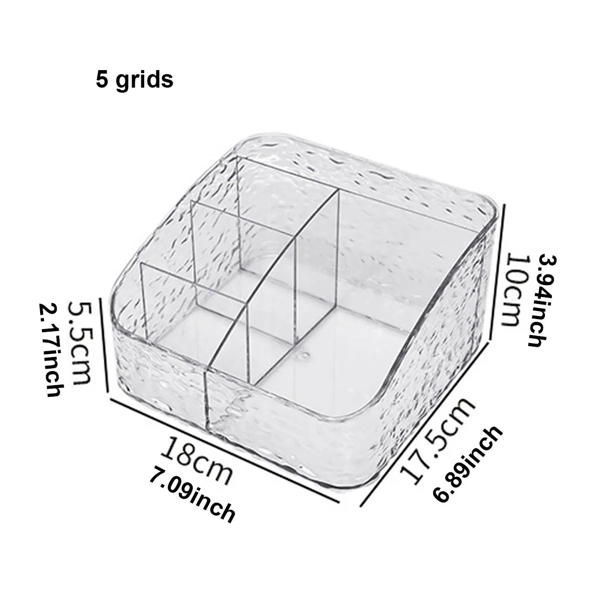 1pc Transparent cosmetics storage box, lipstick and powder sorting box, skin care rack, desk storage stationery box Oasis Select 5 grids transparent