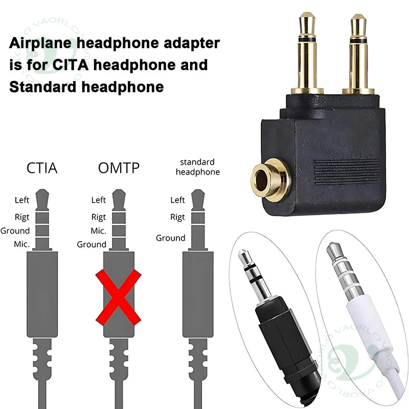 Wholesale 1-10PCS/Lot 3.5MM AUX Airplane Audio Converter Airline Aircraft Headphone Plug Jack Audio Adapter For Aircraft Travel Oasis Select